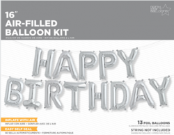 Happy Birthbay ballon kit silber